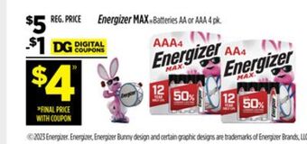 Dollar General Energizer max batteries offer