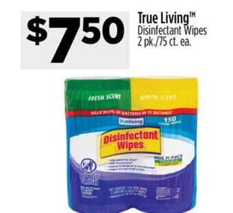 Dollar General True living tm disinfectant wipes offer