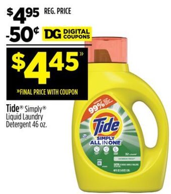 Dollar General Tide simply liquid laundry detergent offer