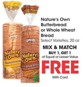 Kroger Nature's Own Butterbread or Whole Wheat Bread offer