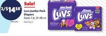Family Dollar Luvs jumbo pack diapers offer
