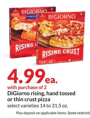 Hy-Vee Digiorno rising, hand tossed or thin crust pizza offer