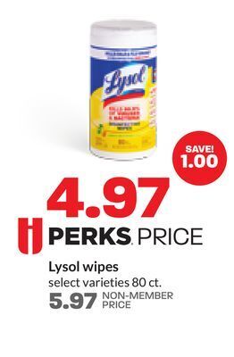 Hy-Vee Lysol wipes offer