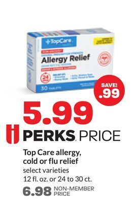 Hy-Vee Top care allergy, cold or flu relief offer