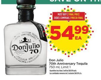 Food 4 Less Don julio 70th anniversary tequila offer