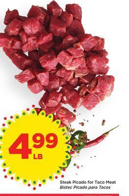Food 4 Less Steak picado for taco meat offer