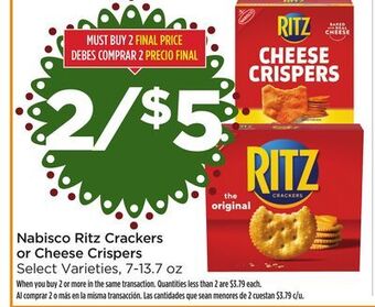 Food 4 Less Nabisco ritz crackers or cheese crispers offer