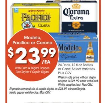 Ralphs Modelo, pacifico or corona offer