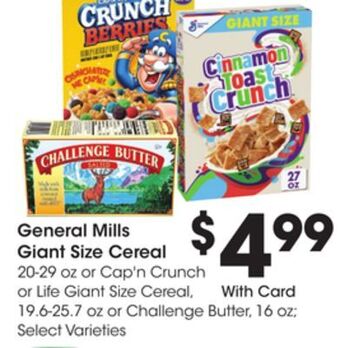 Ralphs General mills giant size cereal offer