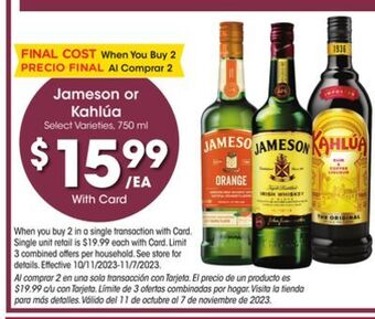 Ralphs Jameson or kahlúa offer