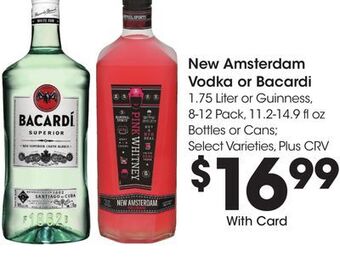 Ralphs New amsterdam vodka or bacardi offer