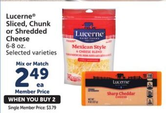 Vons Lucerne sliced, chunk or shredded cheese offer