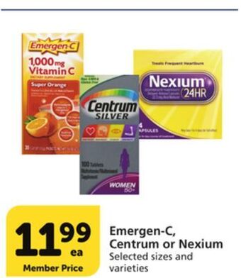 Vons Emergen-c, centrum or nexium offer