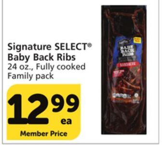 Vons Signature select baby back ribs offer