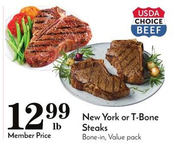 Pavilions New york or t-bone steaks offer