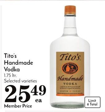 Pavilions Tito's handmade vodka offer