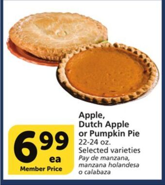 Vons Apple, dutch apple or pumpkin pie offer