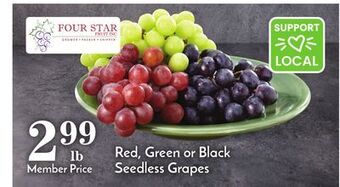 Pavilions Red, green or black seedless grapes offer