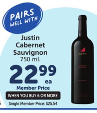 Albertsons Justin cabernet sauvignon offer