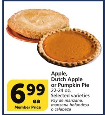 Albertsons Apple, dutch apple or pumpkin pie offer