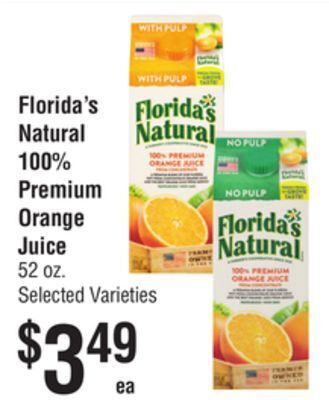 Smart & Final Florida's natural 100% premium orange juice offer