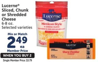 Albertsons Lucerne sliced, chunk or shredded cheese offer