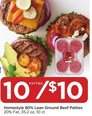 Food 4 Less Homestyle 80% lean ground beef patties offer