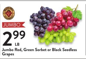 Fresh Thyme Jumbo red, green sorbet or black seedless grapes offer