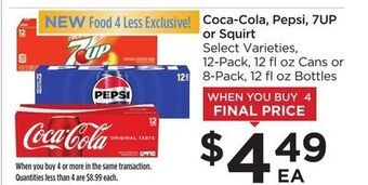 Food 4 Less Coca-cola, pepsi, 7up or squirt offer