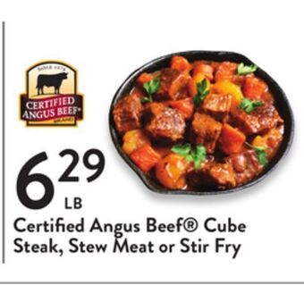 Fresh Thyme Certified angus beef cube steak, stew meat or stir fry offer