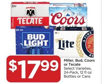 Food 4 Less Miller, bud, coors or tecate offer
