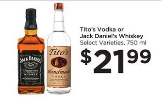 Food 4 Less Tito's vodka or jack daniel's whiskey offer