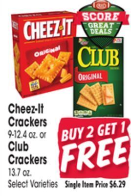 Jewel-Osco Cheez-it crackers 9-12.4 oz. or club crackers 13.7 oz offer