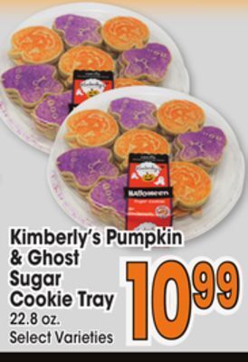 Jewel-Osco Kimberly's pumpkin & ghost sugar cookie tray offer