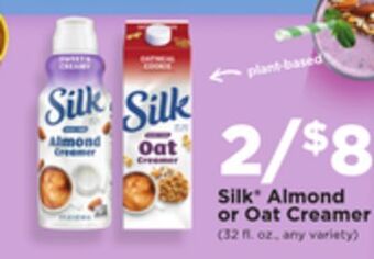 Jewel-Osco Silk almond or oat creamer offer