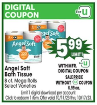 Jewel-Osco Angel soft bath tissue offer