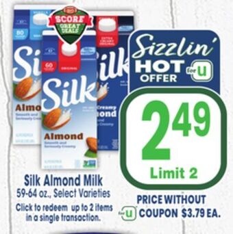 Jewel-Osco Silk almond milk offer