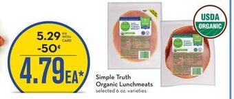Mariano's Simple truth organic lunchmeats offer