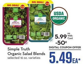 Mariano's Simple truth organic salad blends offer