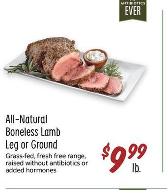 Sprouts Farmers Market All-natural boneless lamb leg or ground offer