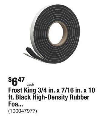 The Home Depot Frost king 3/4 in. x 7/16 in. x 10 ft. black high-density rubber foam weatherstrip tape offer