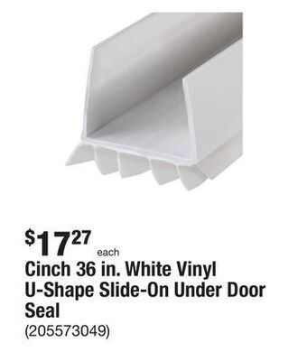The Home Depot Cinch 36 in. white vinyl u-shape slide-on under door seal offer