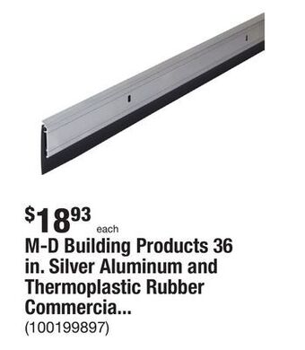 The Home Depot M-d building products 36 in. silver aluminum and thermoplastic rubber commercial screw-on door sweep offer