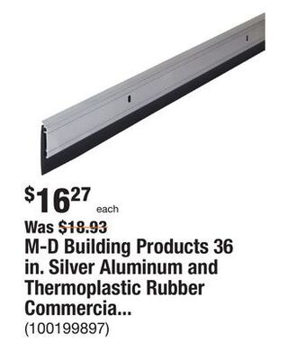 The Home Depot M-d building products 36 in. silver aluminum and thermoplastic rubber commercial screw-on door sweep offer