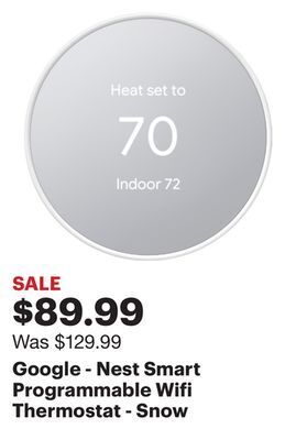 Best Buy Google - nest smart programmable wifi thermostat - snow offer