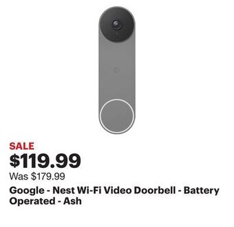 Best Buy Google - nest wi-fi video doorbell - battery operated - ash offer