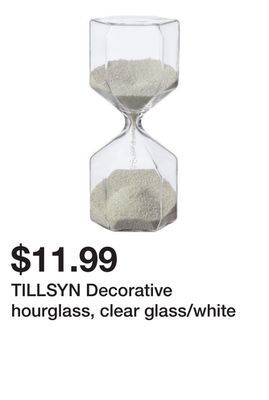 Ikea Tillsyn decorative hourglass, clear glass/white offer