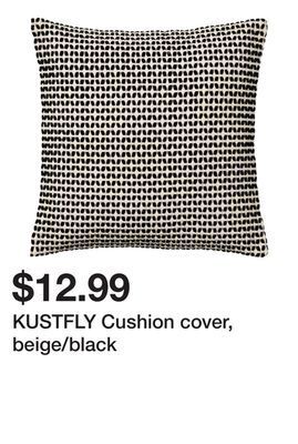 Ikea Kustfly cushion cover, beige/black offer