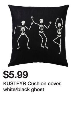 Ikea Kustfyr cushion cover, white/black ghost offer