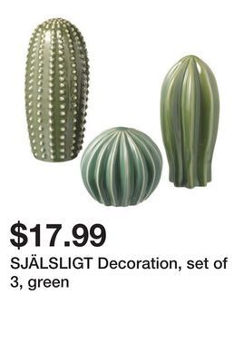 Ikea Själsligt decoration, set of 3, green offer